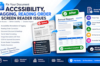 fix PDF accessibility, tagging, order, reading and screen reader issues