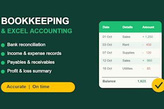 do bookkeeping, bank reconciliation and accounting in excel