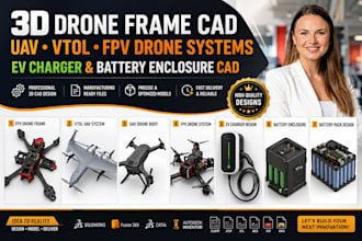 3d drone frame cad uav vtol fpv drone systems ev charger battery enclosure cad