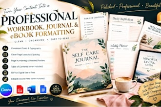 format workbooks, journals and ebooks for print and digital publishing services