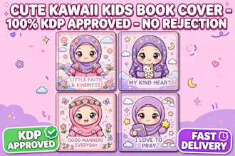 design cute kawaii kids book cover for amazon KDP