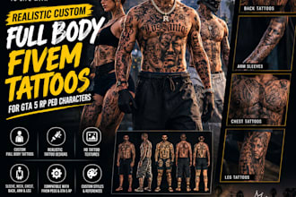 realistic custom full body fivem tattoos for gta 5 rp ped characters