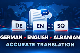 professionally translate german, english and albanian text
