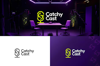 do modern podcast logo and professional brand identity