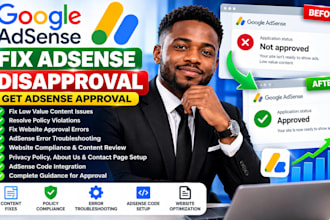 fix google adsense disapproval, policy issues, website approval errors