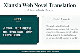 translate chinese web novel to english, book localization