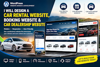design car rental website booking website and car dealership website