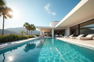 design luxury pool, backyard and outdoor living space