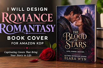 design professional romance, romantasy book cover for amazon KDP