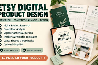 research etsy digital products and design digital planners