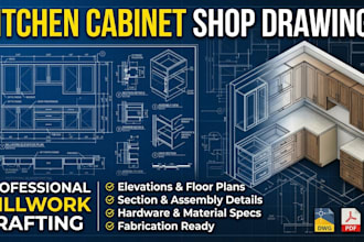 draft fabrication ready kitchen cabinet shop drawings in autocad