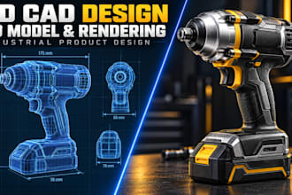 do 3d cad design, 3d cad model and rendering, industrial 3d cad product design