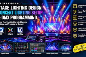create stage lighting design concert lighting setup and dmx programming cues