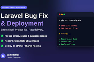 fix laravel bugs, errors and deploy your laravel project
