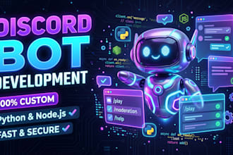 develop a custom discord bot in python or nodejs with dashboard and api