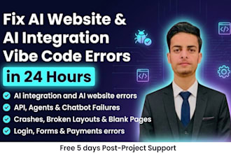 fix ai website, ai integration, vibe code errors in 24 hours