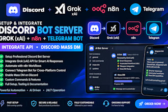 setup discord bot server grok xai n8n telegram bot integrate api discord mass dm