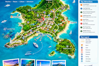 design custom tourist map, travel map and city visitor guide map illustration