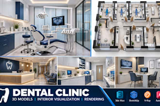 design dental clinic 3d models, interior visualisation rendering