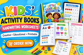 design kids activity books and handwriting worksheet for children