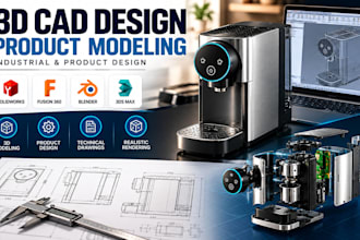 3d cad model, 3d cad design, 3d product rendering and industrial product design
