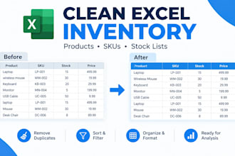clean and organize excel inventory data