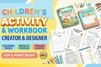 kids activity book, amazon kdp, kids coloring, workbook design, activities book