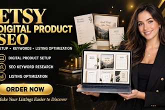 setup etsy shop design etsy digital product SEO listing to make etsy sales rank