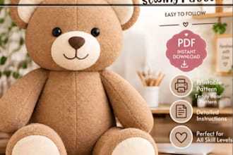 design custom sewing patterns for fabric dolls and plush toy