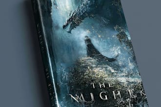 design a dark fantasy book cover with mysterious cinematic art