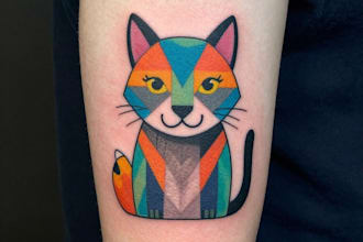 design you geometric, colorful, animal tattoo
