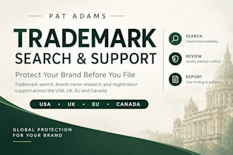provide trademark search and registration support in USA UK eu canada