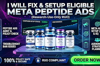 fix peptide ads issues and set up eligible meta ad campaigns