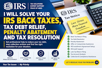 solve your irs tax problems, fix back taxes, negotiate relief solutions as CPA