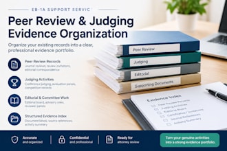 organize eb1a peer review, judging, and editorial evidence