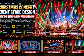 create event stage design christmas concert lighting setup and dmx programming