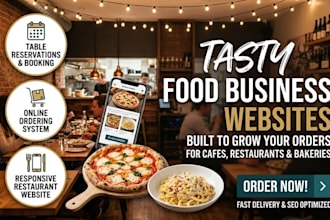 build responsive restaurant website, online ordering booking, with table reserve