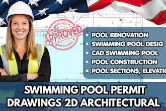 2d architectural swimming pool permit drawings plans and construction set