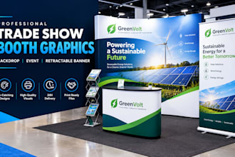 design trade show booth graphics, backdrop, event and retractable banner design