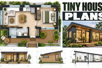 design tiny house plans, compact layouts, elevation, construction drawings