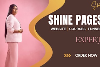 design shinepages website, landing page online course salesfunnel