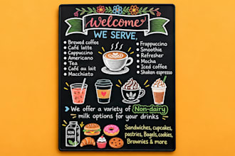 do restaurant menu board design,cafe sign and print ready artwork in illustrator