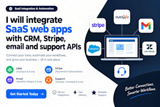 integrate saas web apps with CRM, stripe, email and support apis