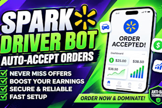 build spark driver bot, doordash bot, instacart bot, amazon flex bot for order