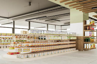design supermarket convenience store grocery store interior kiosk, shopping mall