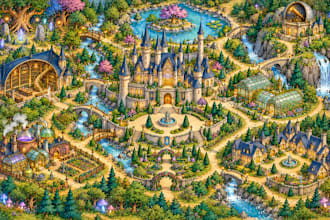 illustrate magical school maps for childrens fantasy books