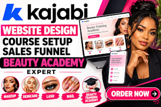 kajabi website design course setup sales funnel beauty academy expert