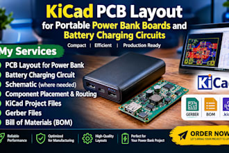 kicad pcb layout for portable power bank boards and battery charging circuits