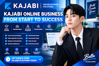 do kajabi online course, membership, coaching program, community setup, auto