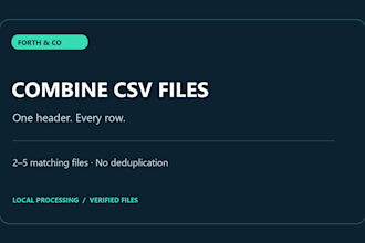 combine matching CSV files into one organized file